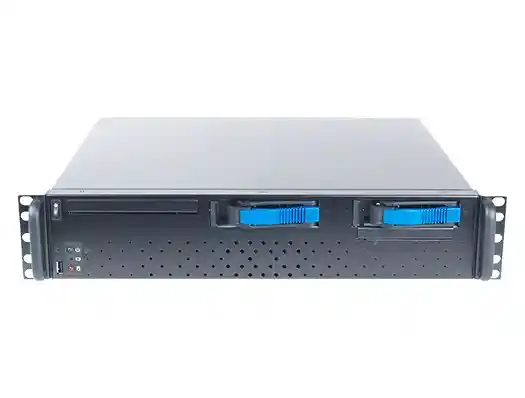 Werkzeugloses, kompaktes 2-HE-Servergehäuse mit kurzer Tiefe und 2 Einschüben