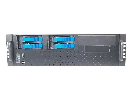 Werkzeugloses, kompaktes Servergehäuse mit 3 HE und kurzer Tiefe und 4 Einschüben